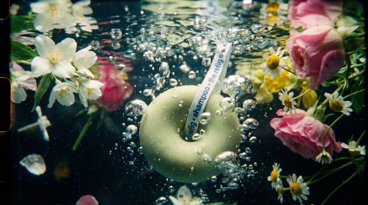 Lemongrass Shampoo Bar editorial shot with roses and blossoms