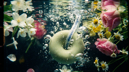 Lemongrass Shampoo Bar editorial shot with roses and blossoms
