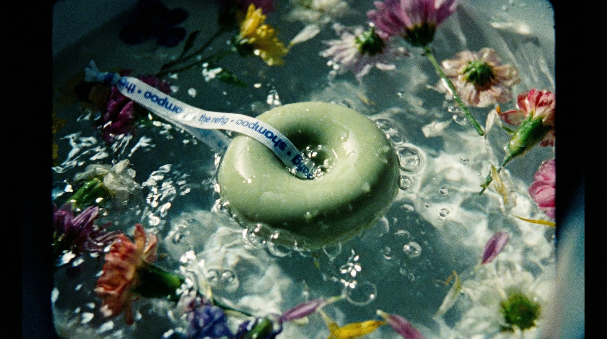 Lemongrass Shampoo Bar editorial shot with wildflowers